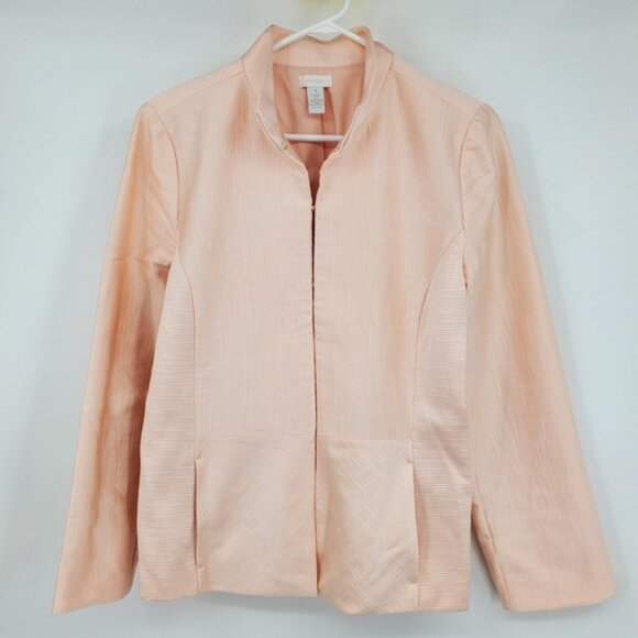 J. Crew Pink Clasp Front Ribbed Blazer Preppy Career Topper Jacket Medium - Picture 1 of 9